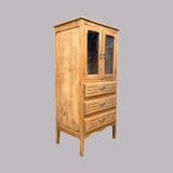 Art Deco glass-fronted Parisian buffet in raw wood