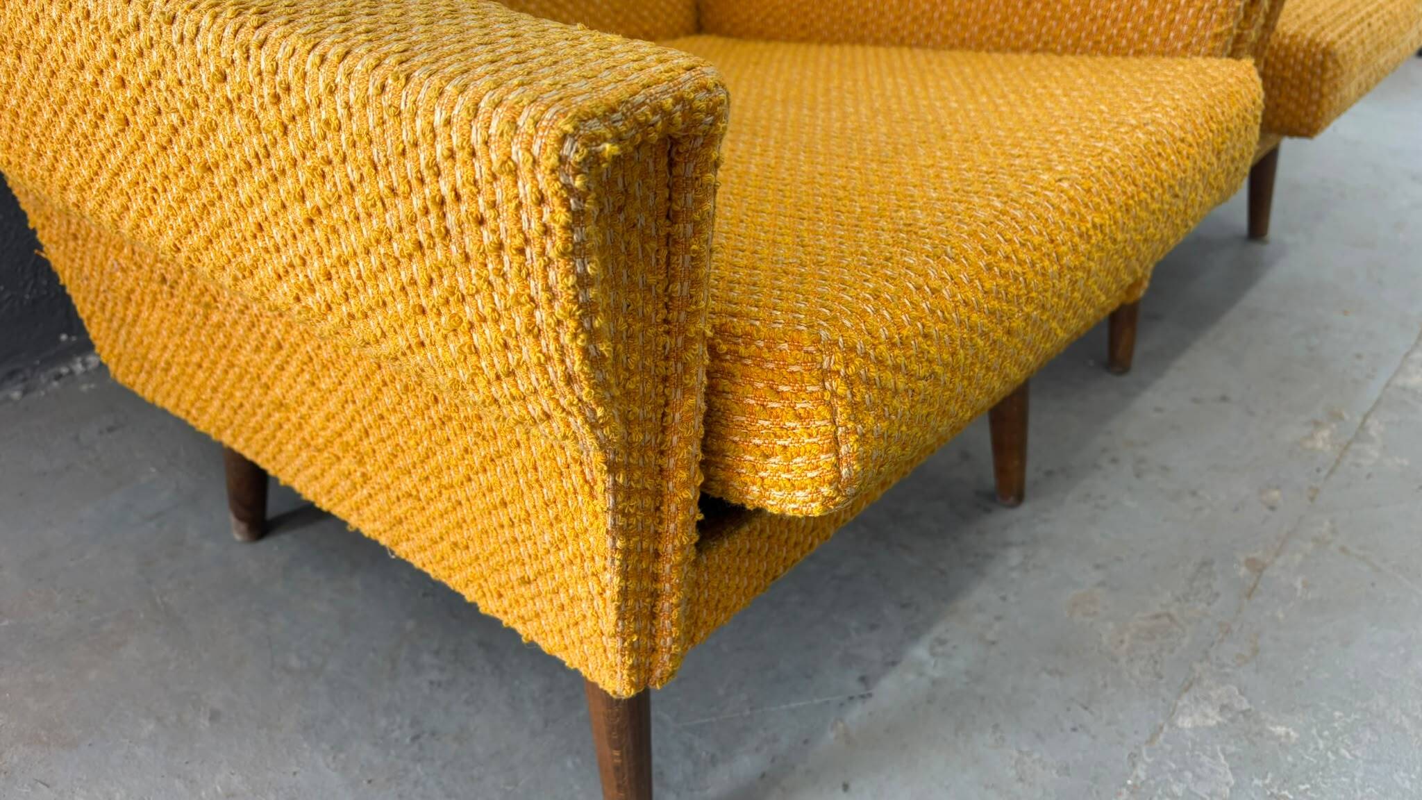 Pair of retro armchairs mid-century upholstered lounge chairs, Central European, mid-20th century
