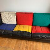 Canapé en cuir et tissu. Ligne roset en collaboration avec Jean Charles de Castelbajac