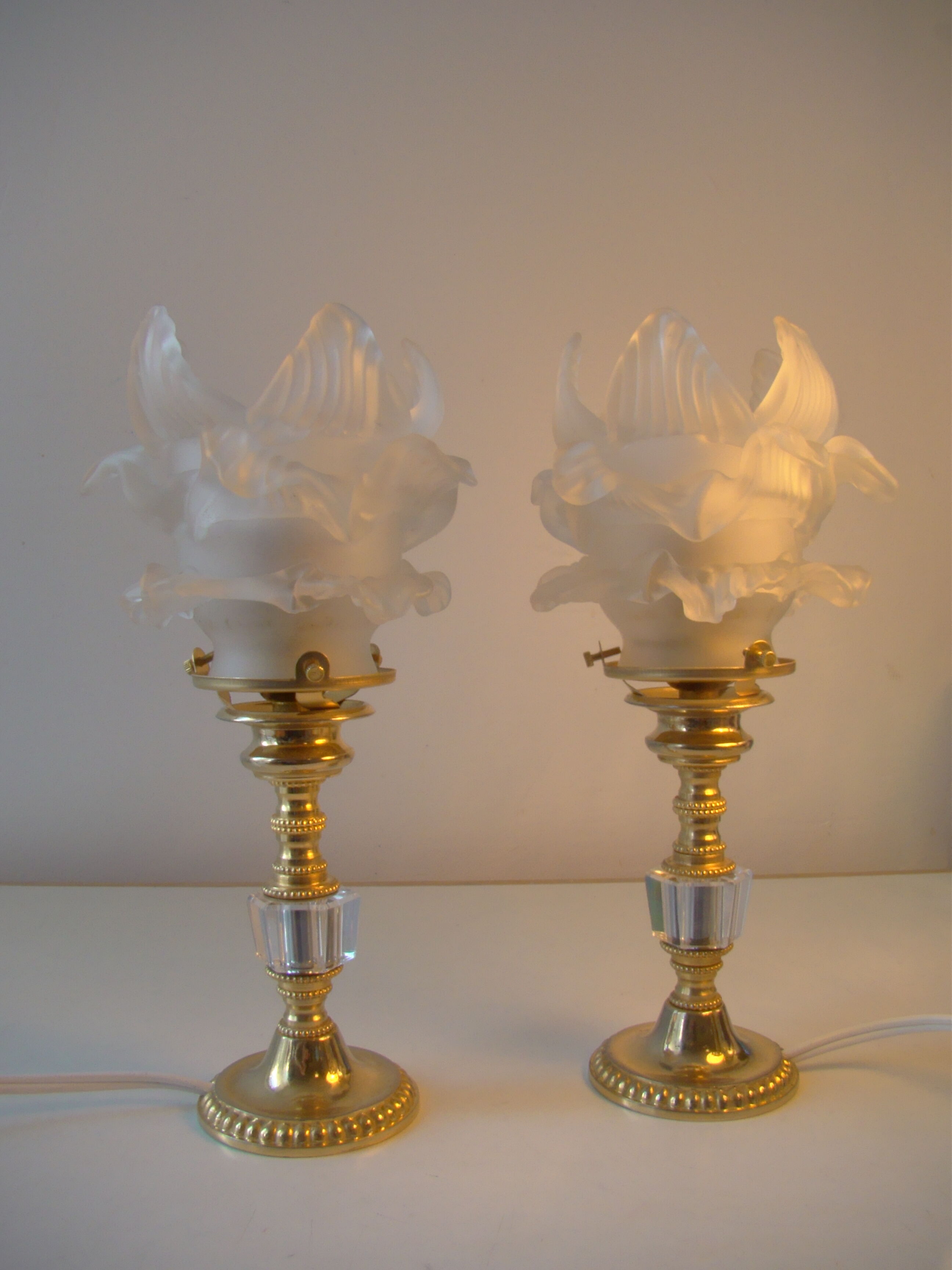 Paire de lampes vintage dorées