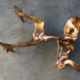 Bronze and glass coffee table with female sculpture by Victor Roman