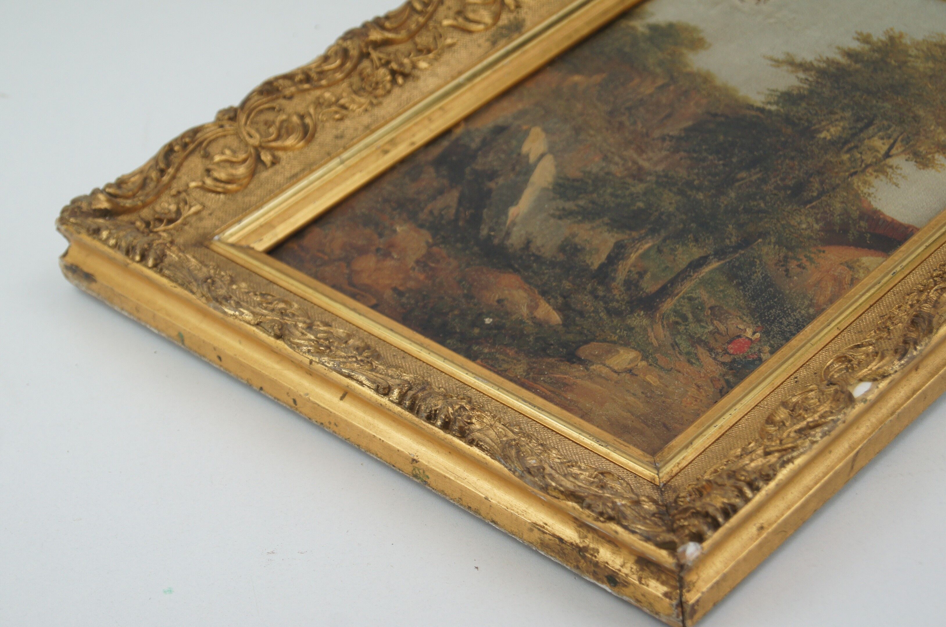 French school 19th - Walkers to a bridge - oil on canvas, framed
