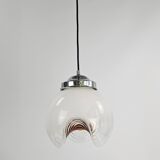 Lampe suspendue en verre de Murano effet brume en forme de vague