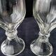 2 old gondola-shaped glasses, flat sides, hollow stem