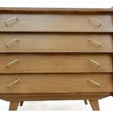 Renovated vintage chest of drawers 1960s golden oak compass feet