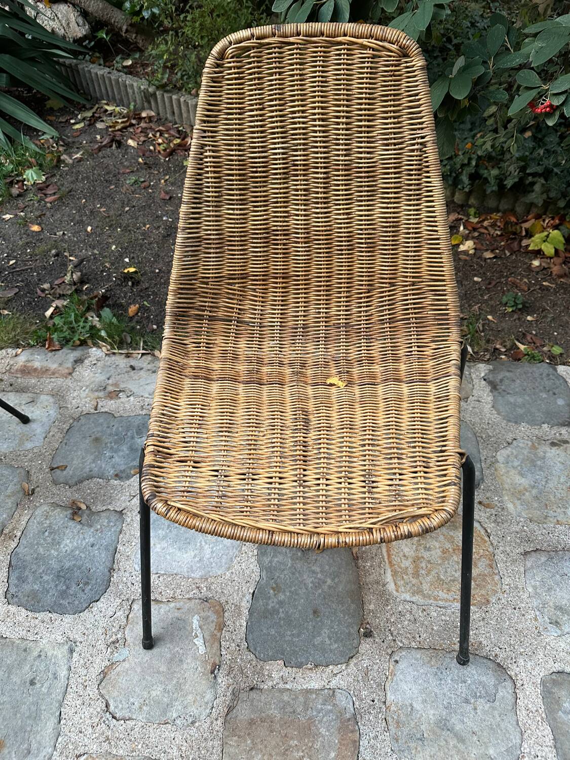 Woven rattan and metal chairs - 1950s/1960s