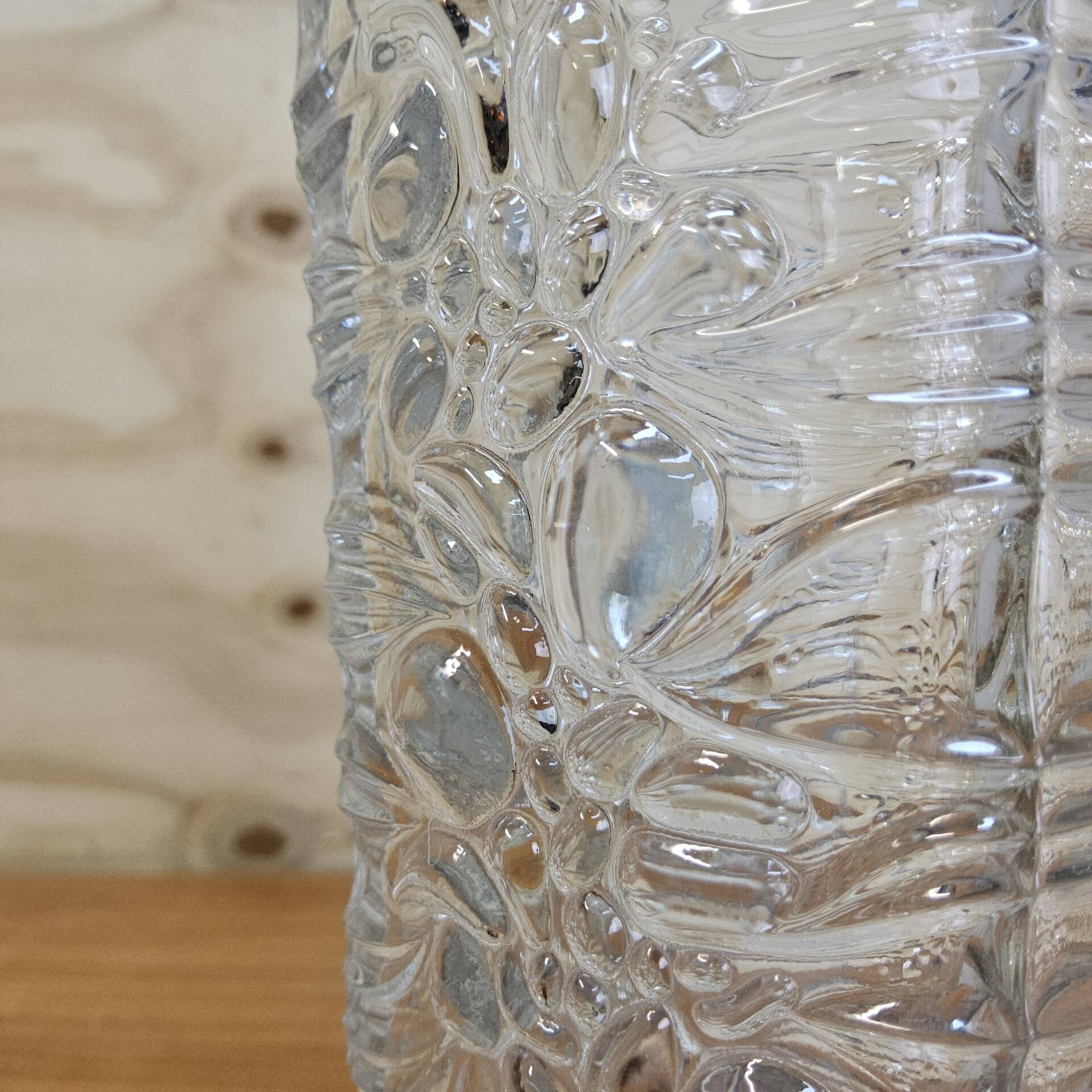 Vintage glass vase bubble texture (Hermanova Hut, 1968)