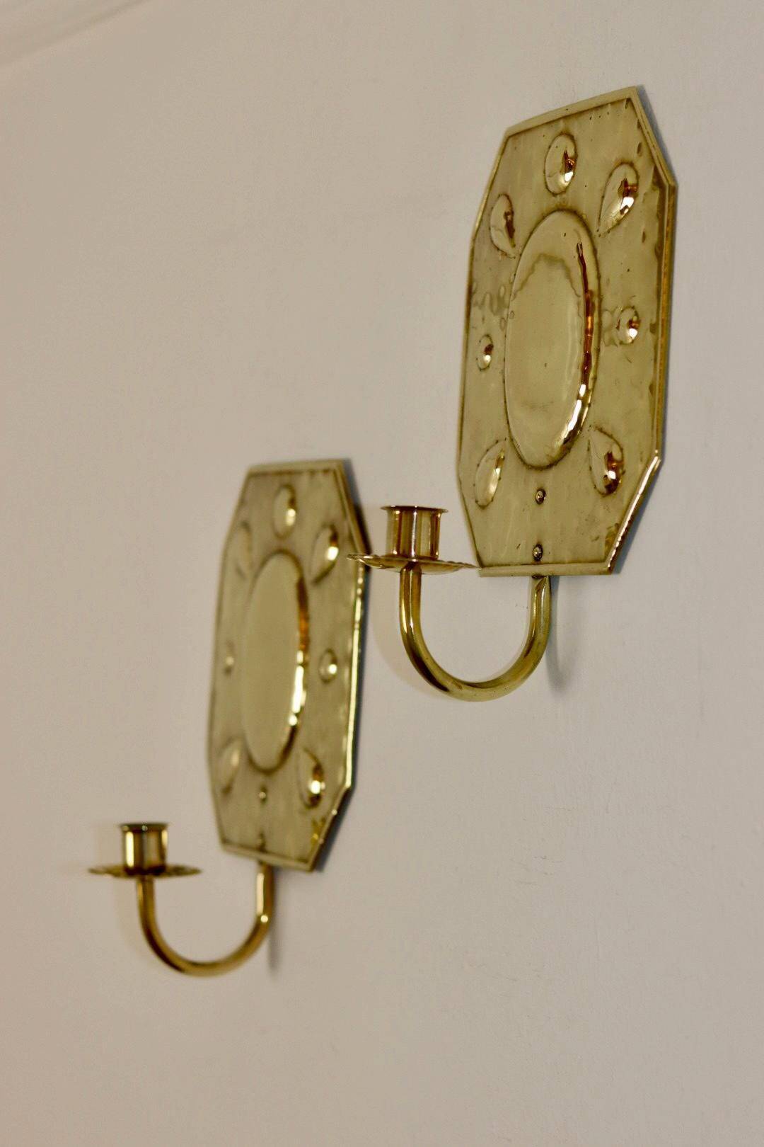 Pair Of Mid Century Swedish Brass Sconces