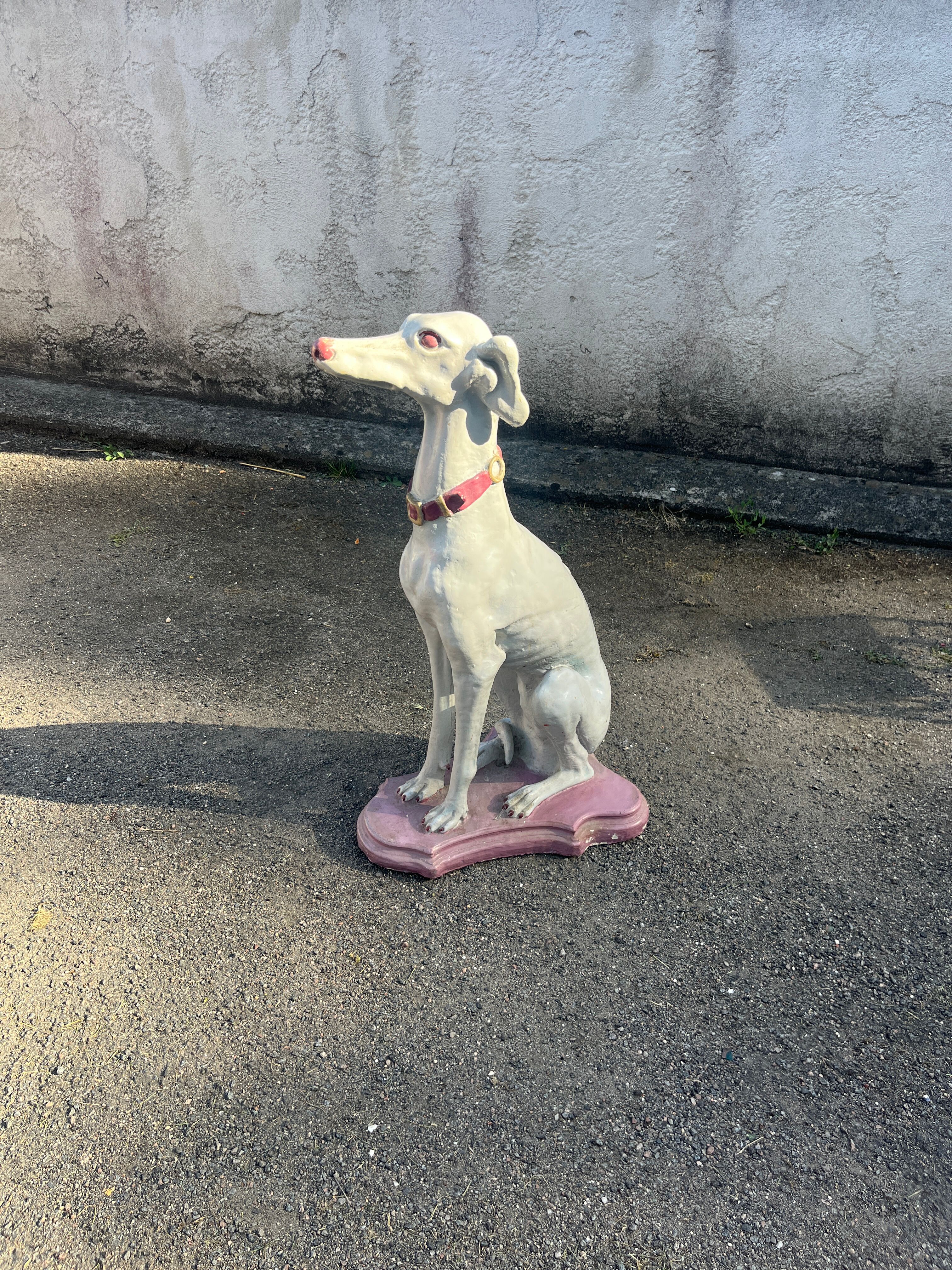 Large Sitting Greyhound Statue in Concrete / Cement - Garden Decoration or