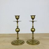 Pair of vintage gilded brass candlesticks