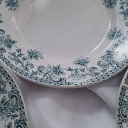 Set of 4 antique ironstone plates from Saint-Amand, "Jane" model.