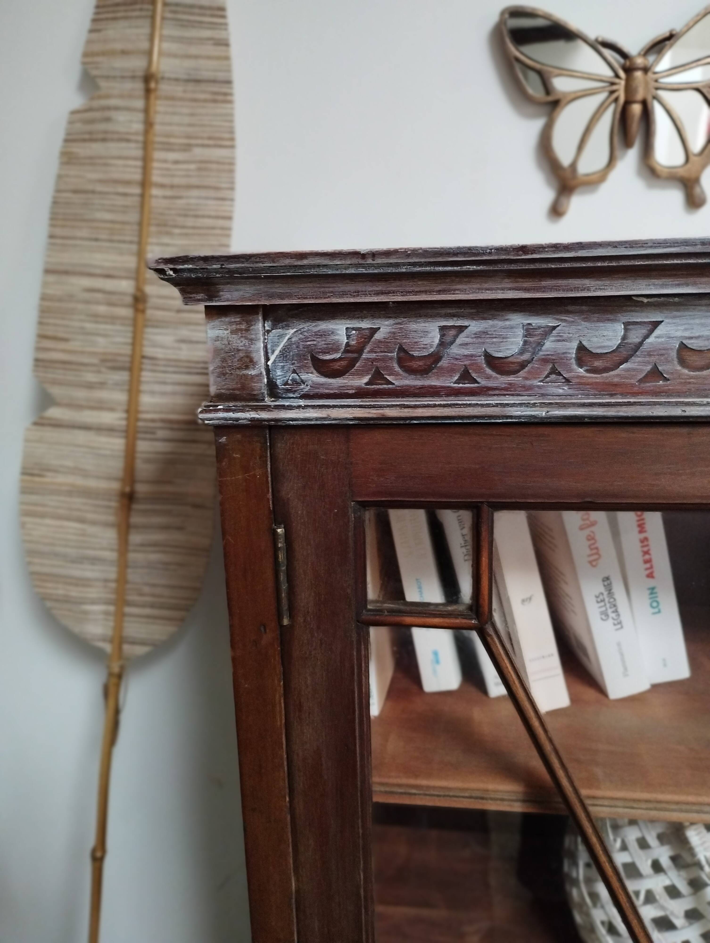 English style glazed bookcase cabinet