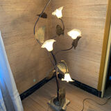 Golden brass floral floor lamp