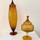 Amber glass dragée dish from Empoli, Italy - 1960s