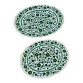 Lot de 2 plats ovales en porcelaine Rosenthal Monbijou "Giscard" vert