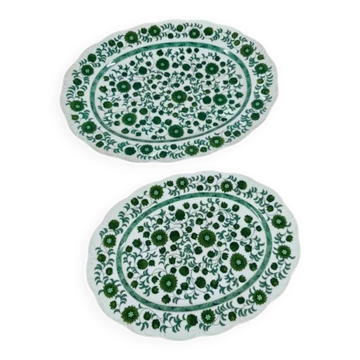 Set of 2 oval porcelain dishes Rosenthal Monbijou "Giscard" green