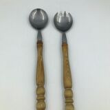 Anciens couverts à salade en bois vintage