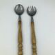 Old vintage wooden salad cutlery