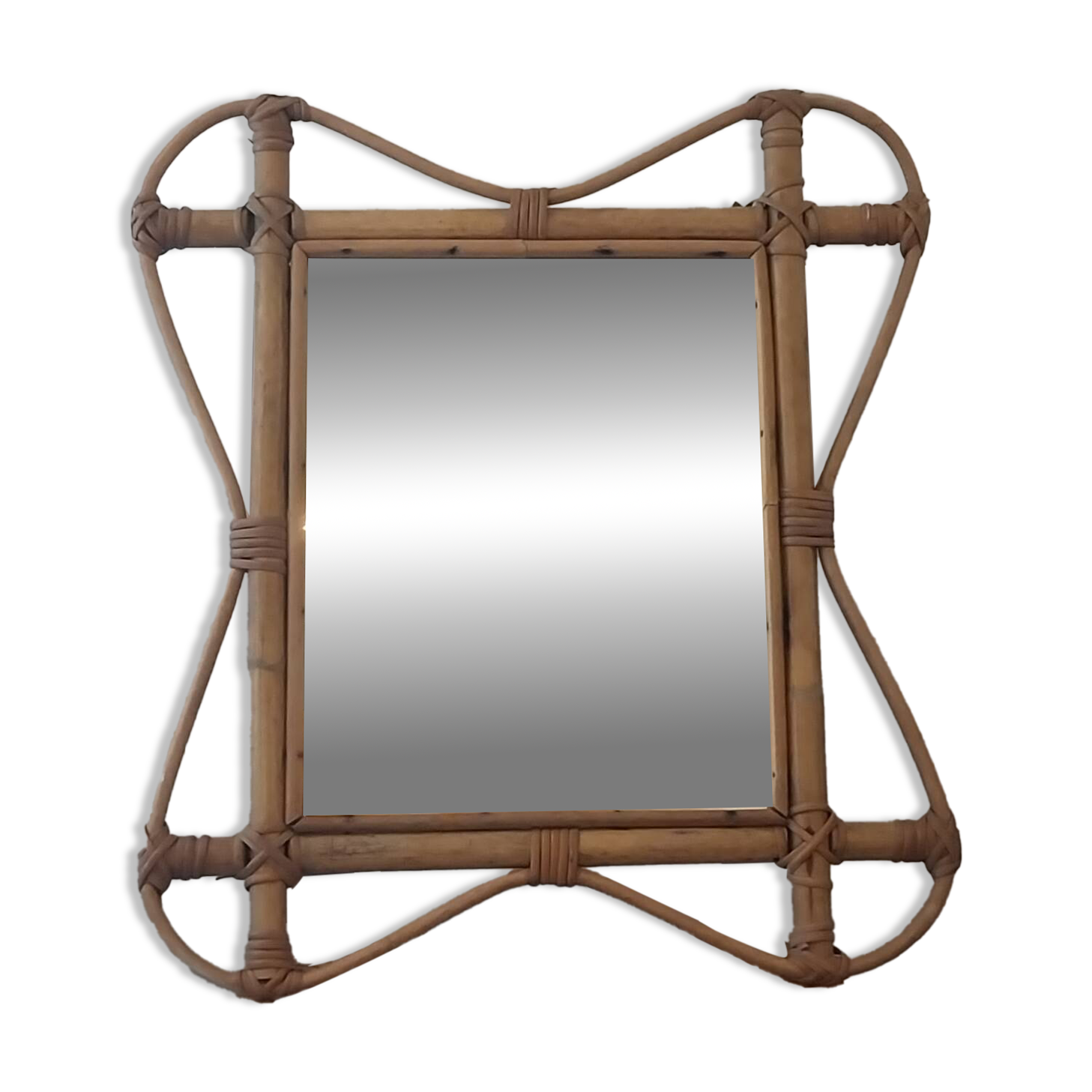 Authentic 1960s mirror in rattan/bamboo