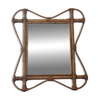 Authentic 1960s mirror in rattan/bamboo