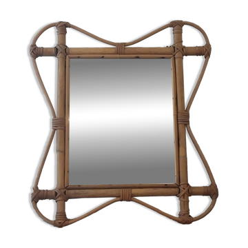 Miroir des années 60 Rotin/bambou