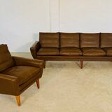 Vintage retro Danish mid-century G. Thams club chair in brown leather 60s