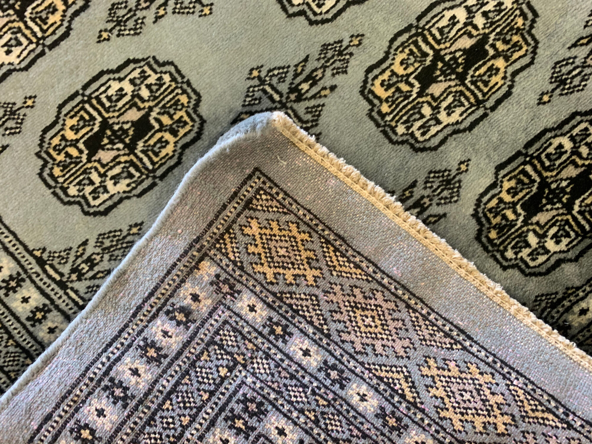 New grey bokhara runner rug - 78x234cm