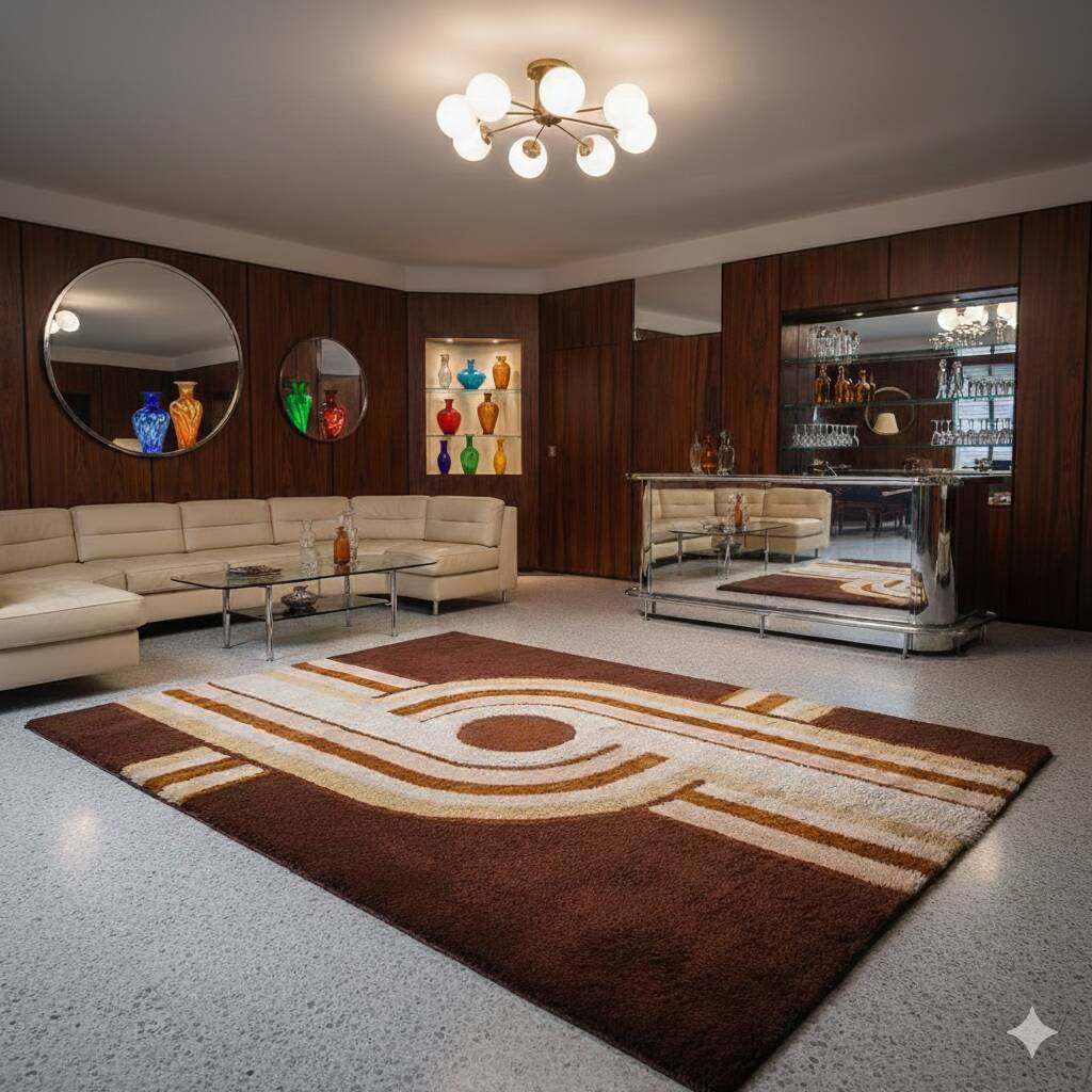 1970s Museum-Grade Avant-Garde Wool Rug The Epithet of Space Age Luxury. Ma