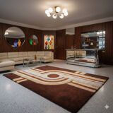 1970s Museum-Grade Avant-Garde Wool Rug The Epithet of Space Age Luxury. Ma