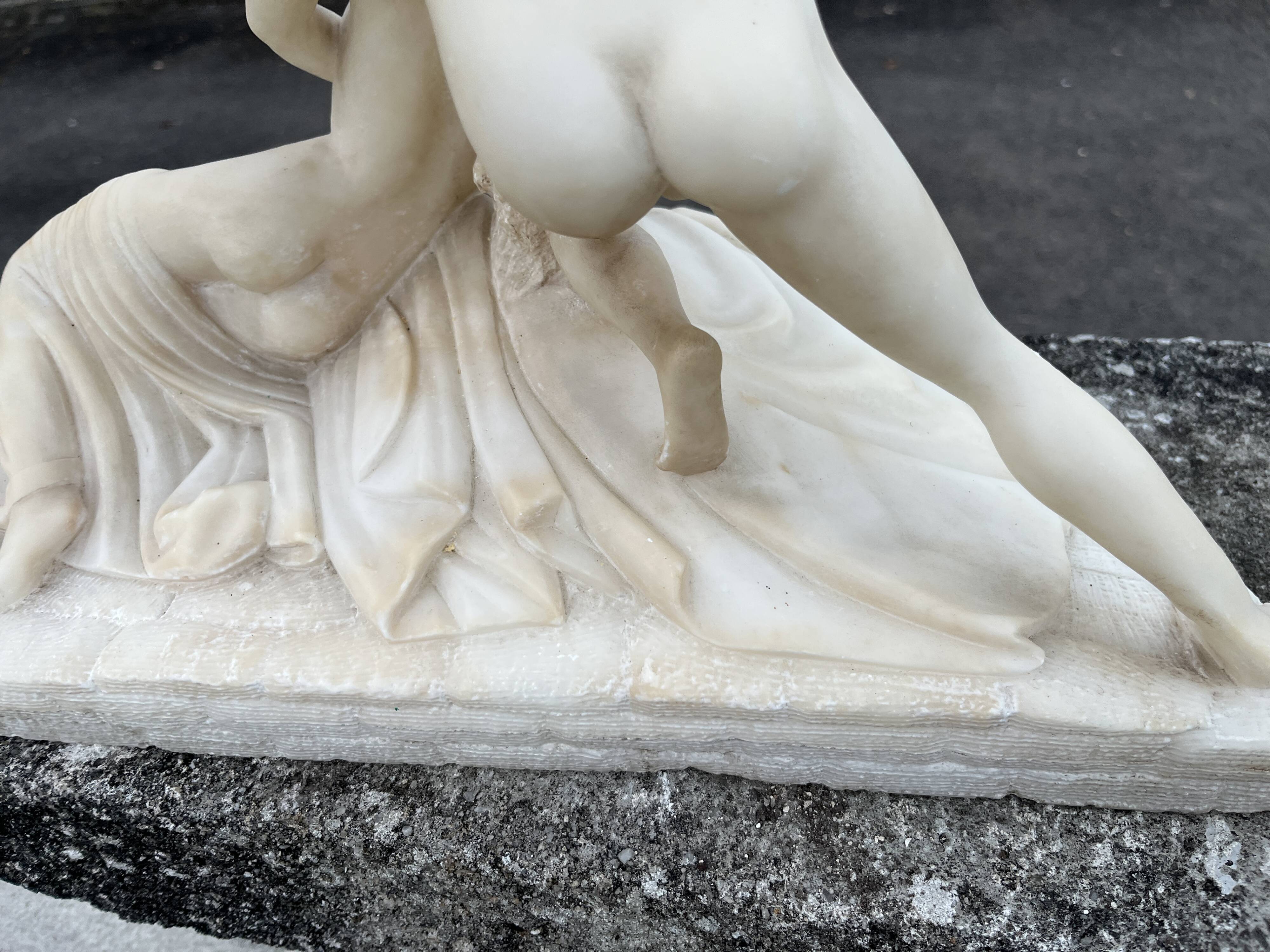 Alabaster sculpture – Psyche revived by Cupid’s kiss – after An