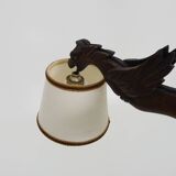 Antique hand-carved wooden dragon chandelier with 4 lights from the 1950s