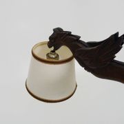 Antique hand-carved wooden dragon chandelier with 4 lights from the 1950s