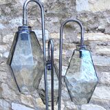 Large tripod steel lamppost and blown glass 1970