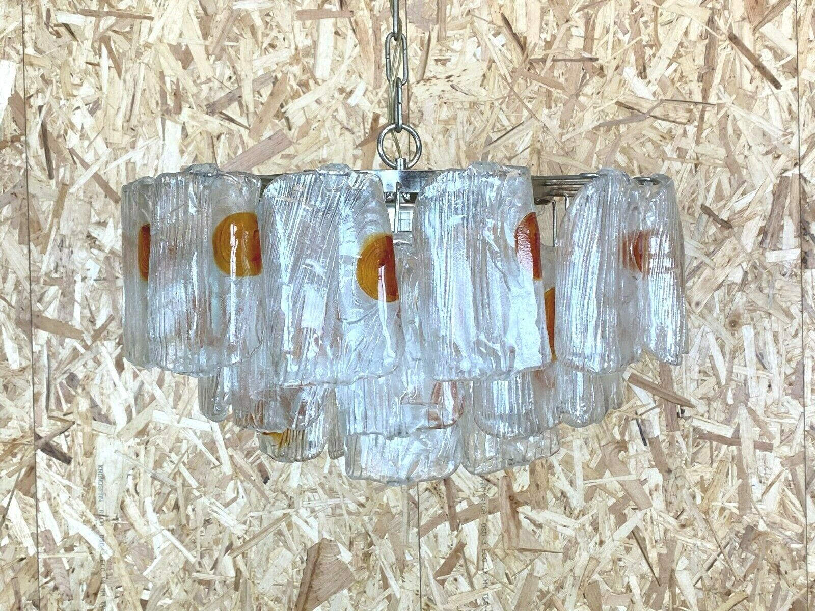 XL 60s 70s Murano Glass Chrome Chandelier Chandelier Glass Space Age 60s v