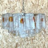 XL 60s 70s Murano Glass Chrome Chandelier Chandelier Glass Space Age 60s v