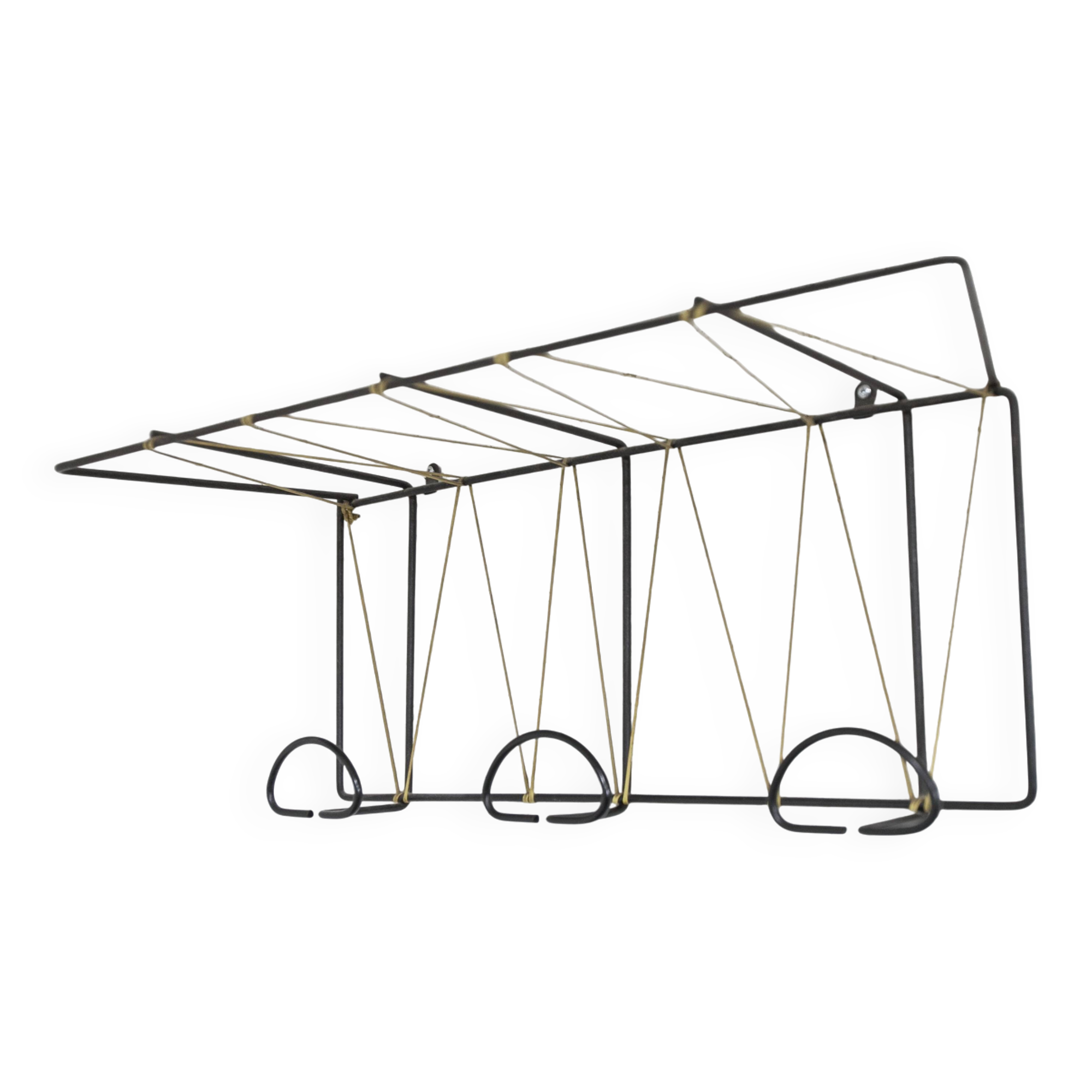 Black steel coat rack and scoubidou wire 1960