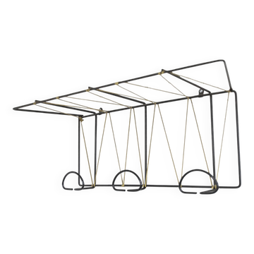 Black steel coat rack and scoubidou wire 1960
