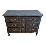 Commode Louis XV laquée noir acier