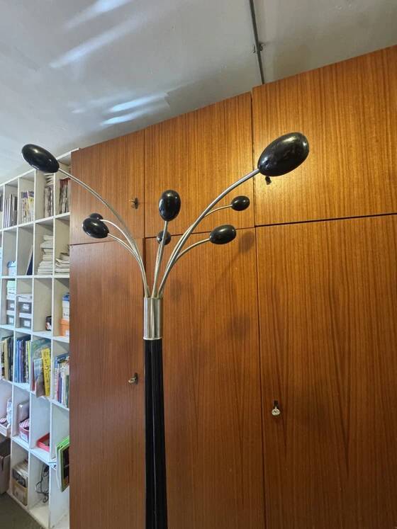 Italian design coat rack – Chrome metal and black lacquer – 1960s-1970s