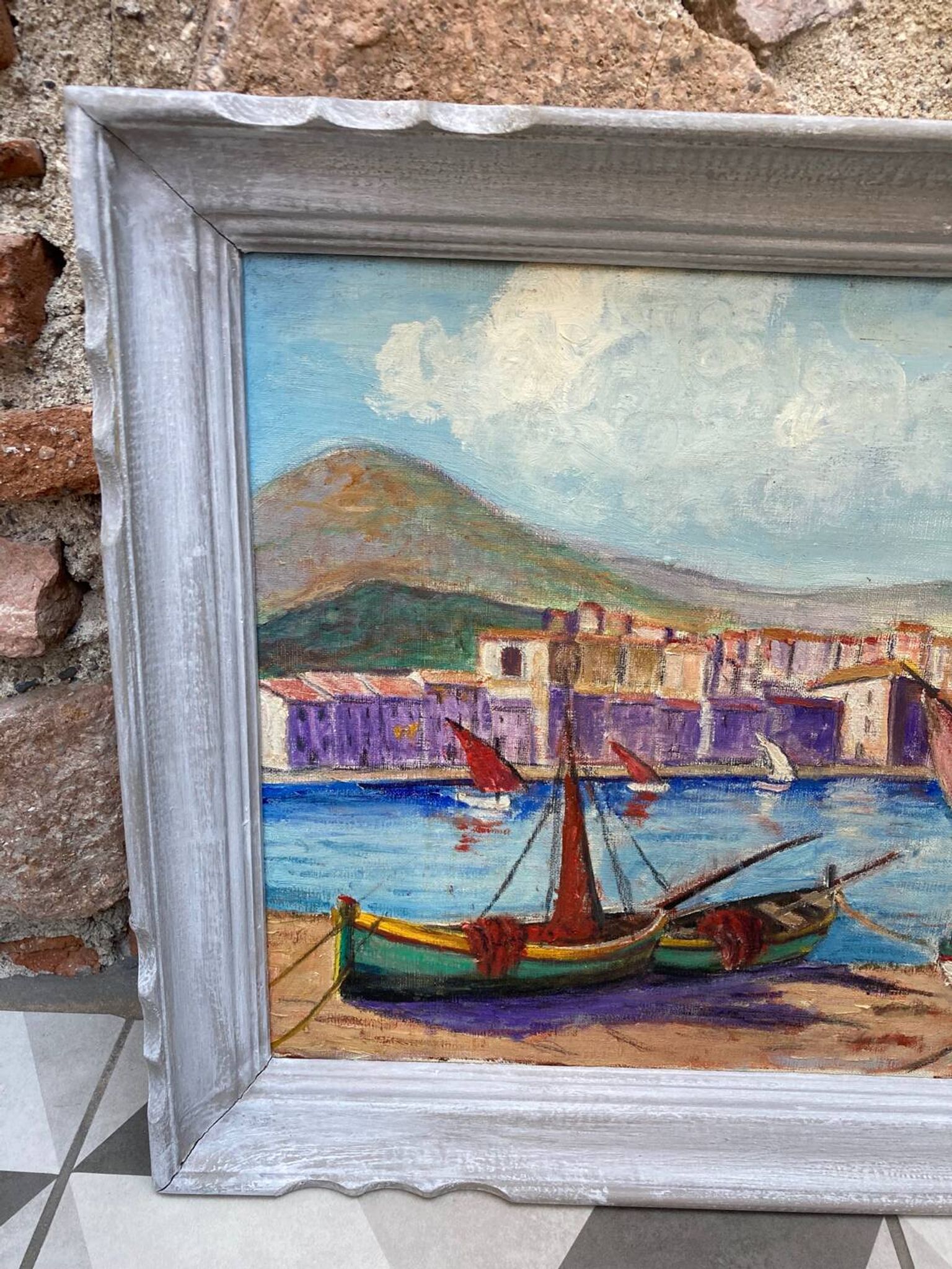 Huile sur toile « Marine » encadrée
