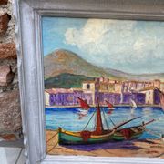 Huile sur toile « Marine » encadrée
