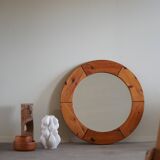 Wall mirror in solid pine by Glasmäster Markaryd, Sweden, 1960s.