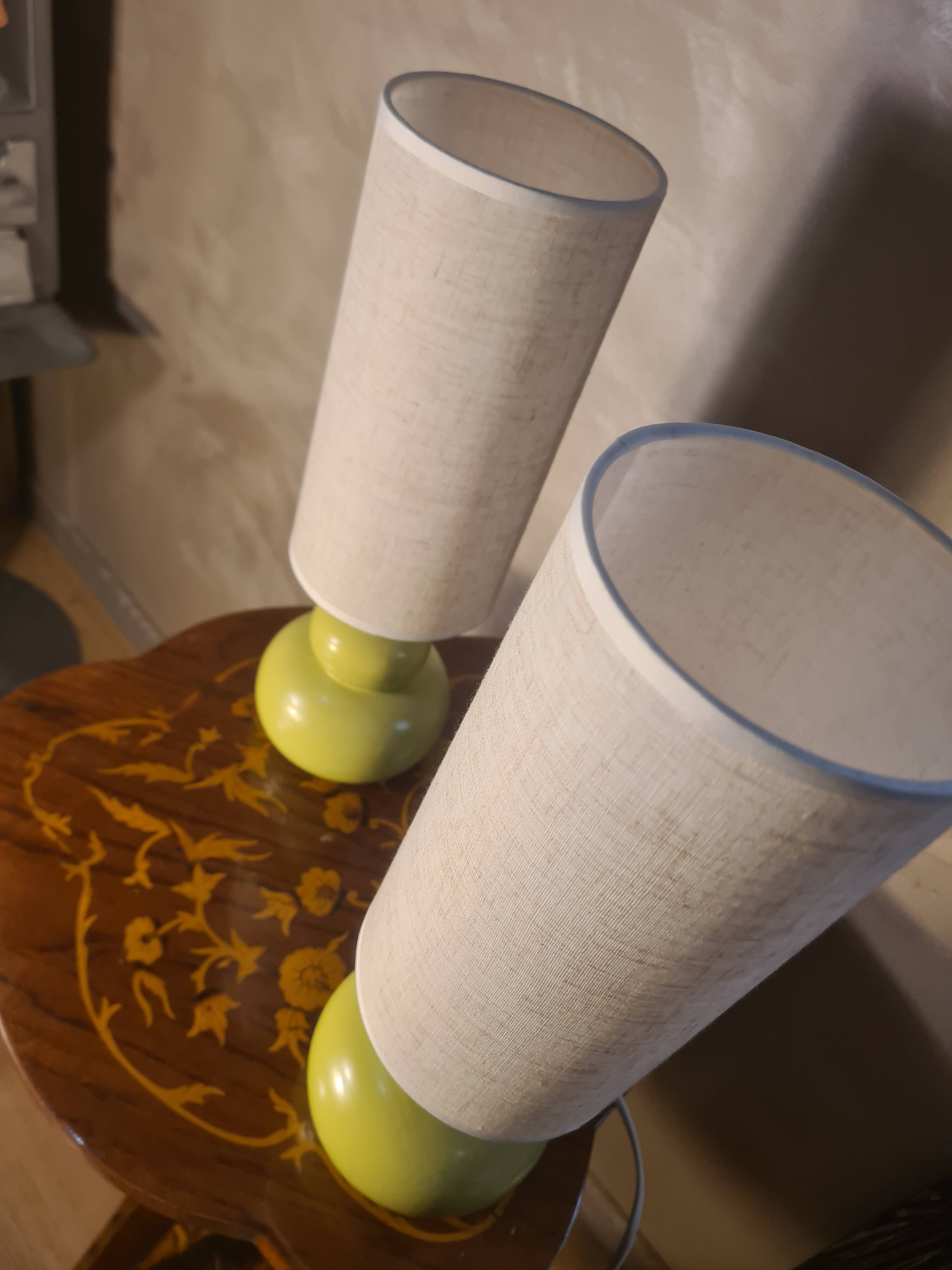 pair of ceramic bedside lamps apple 39x12 refurbished electric and stylish lampshade