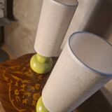 pair of ceramic bedside lamps apple 39x12 refurbished electric and stylish lampshade