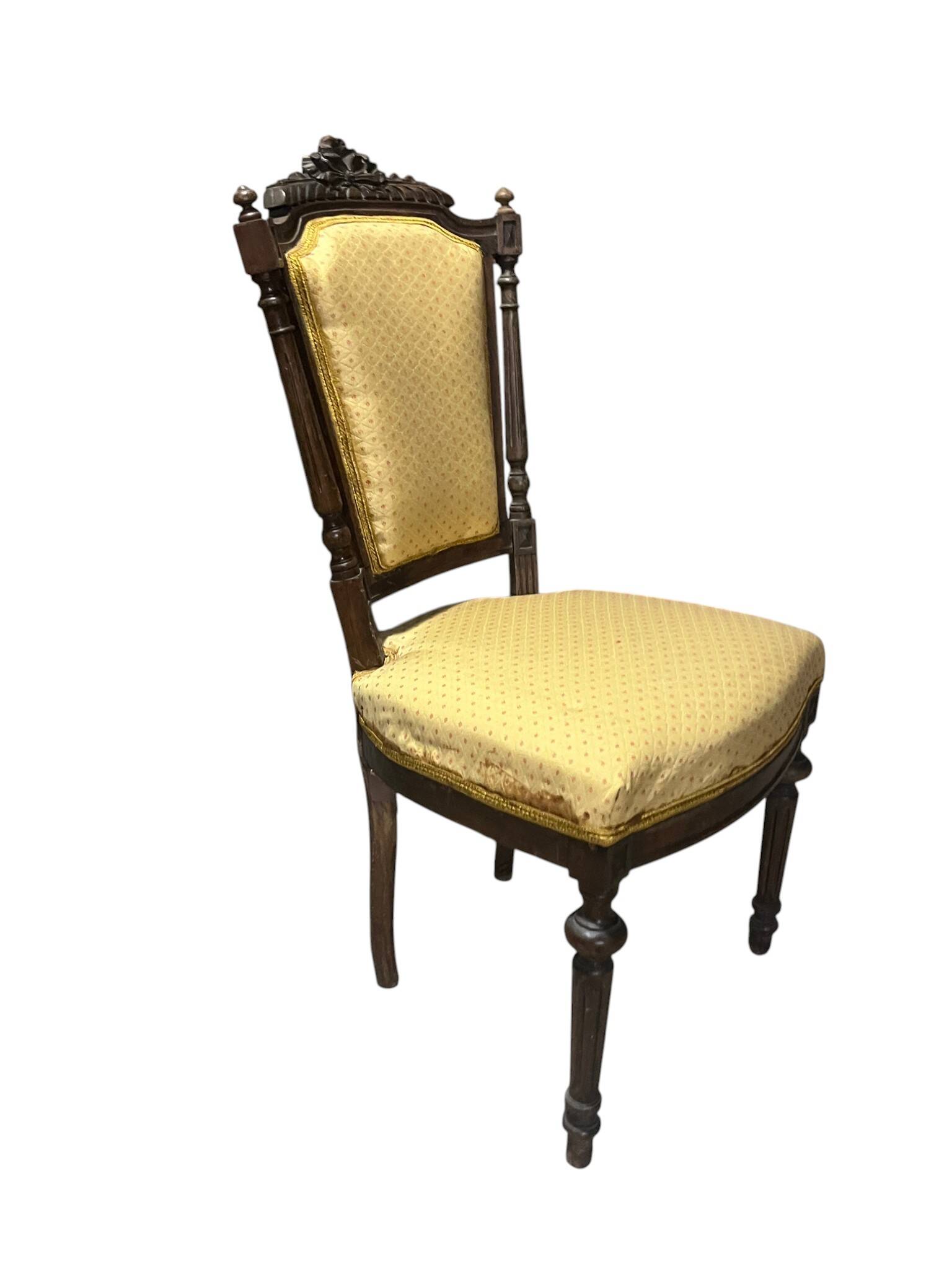 Queen's chair in Louis XVI style, wood and fabric, late 19th century.