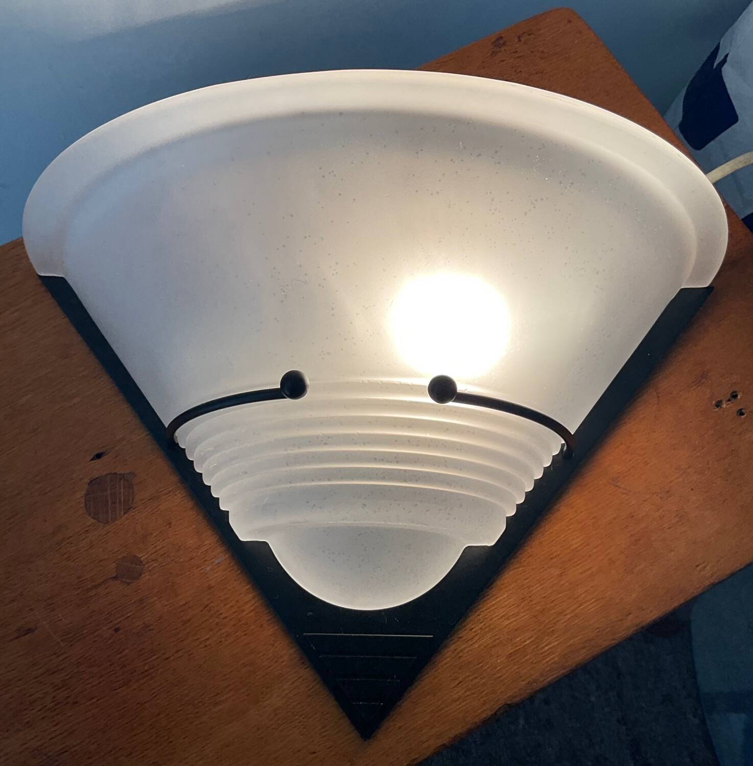 Post Modern wall light frosted glass and black metal