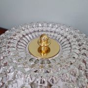Grand plafonnier en verre alvéolé et laiton, Glasshütte Limburg, 1970