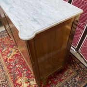 Solid wood buffet Louis XVI style with veined white marble