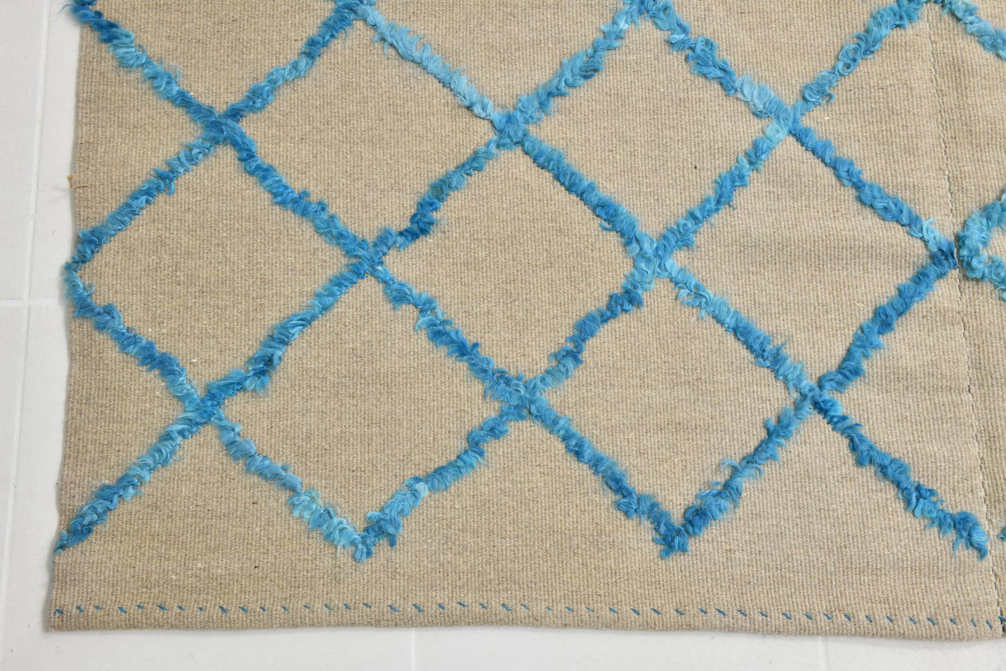 6x9 Beige & Blue Handmade Moroccan Rug, 185x282Cm SK 7339
