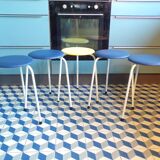 Set of 5 tripod stools 1950 in leatherette